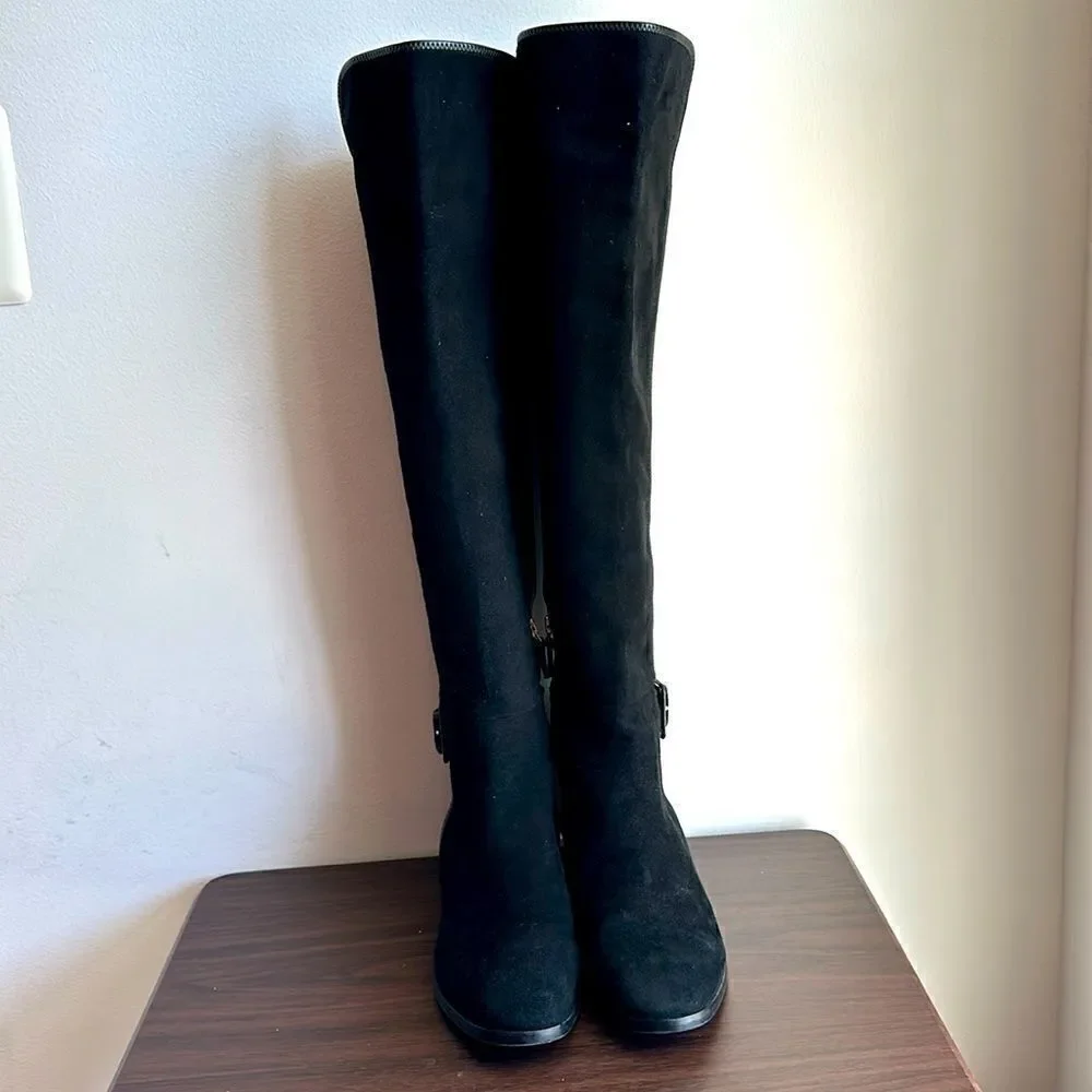 LK Bennett Delila Black Suede Over the Knee Boot Sz 38.5